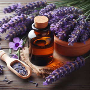 small bottle of lavender essential oil