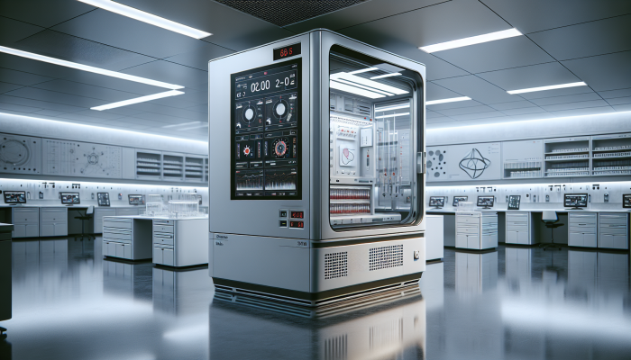 A modern lab with a high-tech blood test incubator ensuring sample integrity for accurate diagnostics.