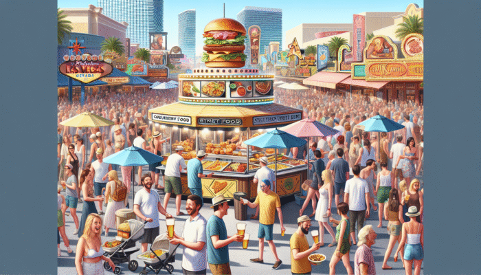How to Enjoy Vegas Food and Drink Festivals: A lively Las Vegas festival featuring gourmet dishes, street food, craft beers, and celebrity chefs.
