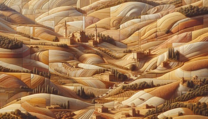 Close-up of Tuscany limestone displaying warm hues from creams to golden browns, showcasing its unique textures and natural beauty.