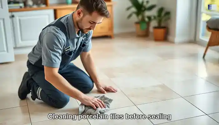 Cleaning porcelain tiles thoroughly before sealing