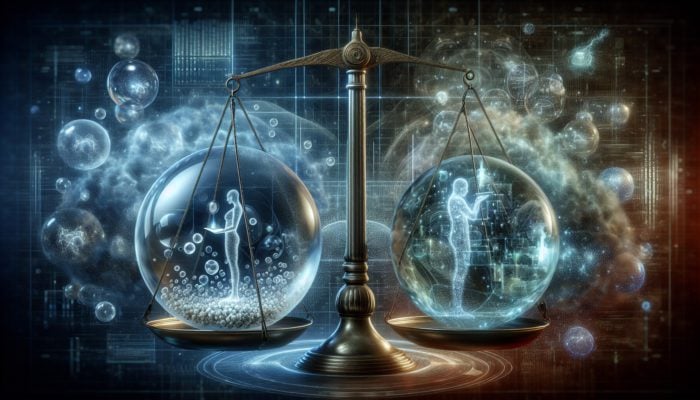 A scale balancing "Best Practices for SEO in 2023" and an engaged reader against search engine algorithms.