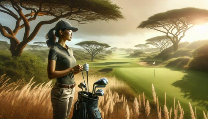 A golfer in Margate, South Africa, selecting a lower lofted club in breezy conditions to enhance control.