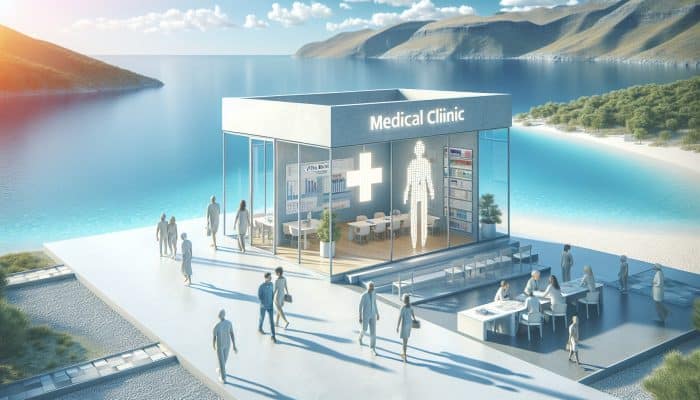 A serene Bridlington clinic offering Vitamin B12 blood tests, with coastal scenery and reassured patients.