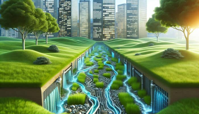 Lawn Drainage Services in Pitt Meadows: A vibrant lawn with French drains, surface systems, and dry wells managing water flow effectively.