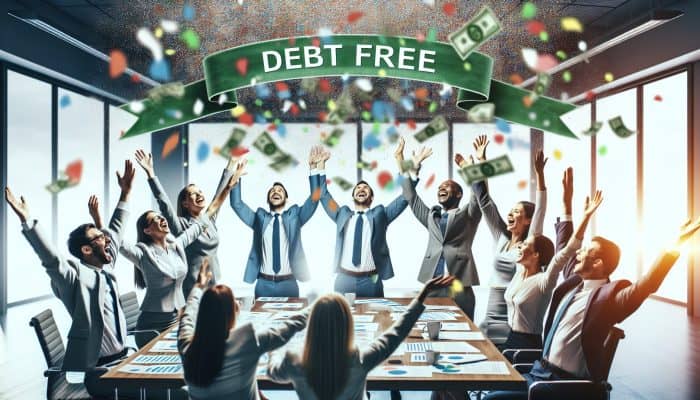 Ways to Celebrate Debt Consolidation Success: UK Style | DCL Financial experts celebrating debt consolidation success with confetti and a "Debt Free!" banner.