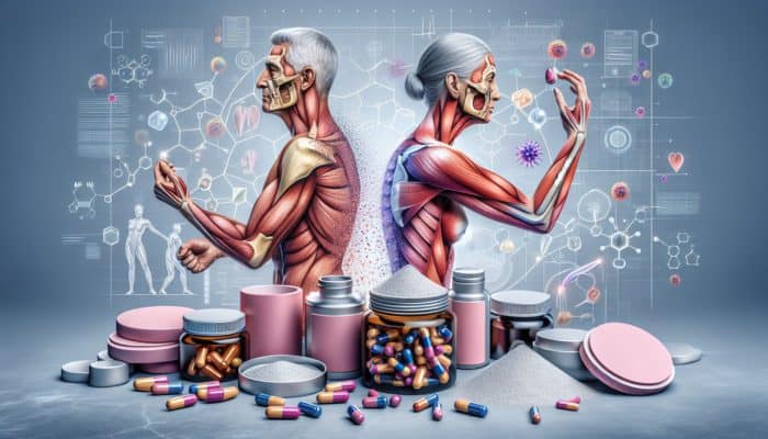 Can Collagen Supplements Cause Bloating: Illustration of collagen supplements in powders, capsules, and liquids, promoting skin and joint health.