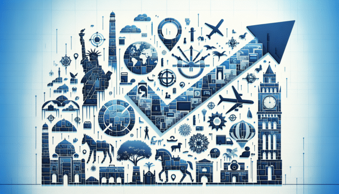 A travel company's website with SEO improvements, showing a 60% increase in click-through rates and dominating answer boxes.