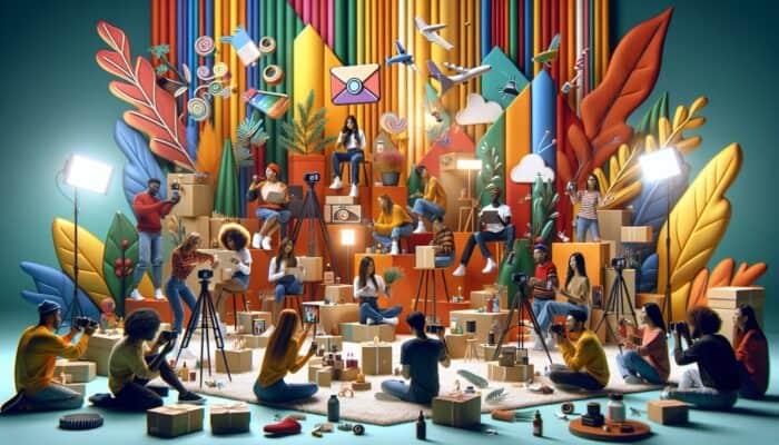 Diverse influencers creating authentic content in a seasonal-themed e-commerce video campaign.