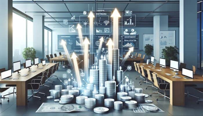 A chart showing strategic budget allocation for video ads, with initial focus on high-performing placements like News Feed, and arrows indicating reallocation based on performance data.