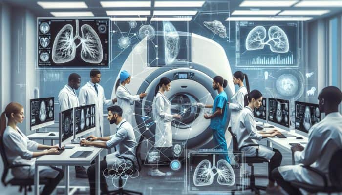 A modern medical lab in Bloxwich with a FibroScan device and advanced imaging technology for liver diagnostics.