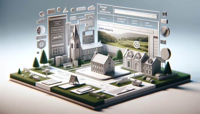 Modern website design for Tiverton small business, with expert insights and historic town backdrop.