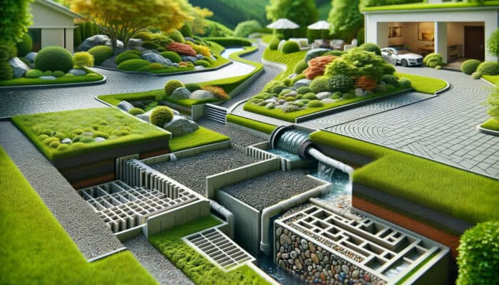 Outdoor Drainage Services in Burnaby: A variety of outdoor drainage systems like French drains, surface grates, and channel trenches manage water effectively.