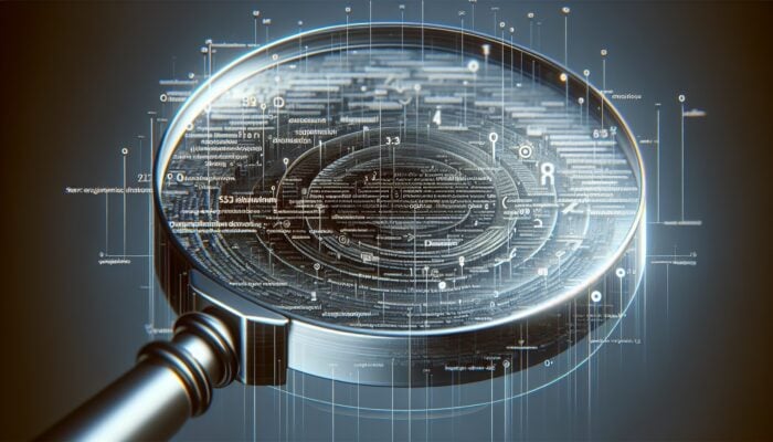 A magnifying glass highlighting the first 50-60 characters of text, with the rest fading out.