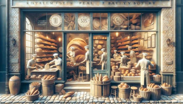 A busy Plymouth bakery showcasing fresh bread and signage for local SEO visibility.