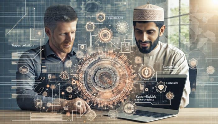 A Keynsham expert customizes a WooCommerce website on a laptop, using local market data and payment options.