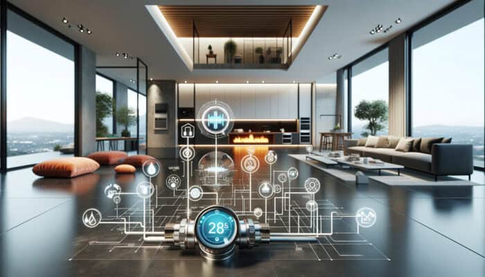 Modern plumbing with trenchless valve replacement and smart valves in a sleek home.